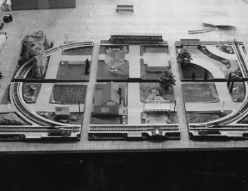 A display of what eventually became the production version of the panels. This photo shows all the panel types, except the whistle panel, which is essentially a straight panel with a whistle mechanism.