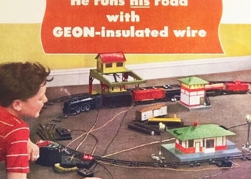 This Geon wire ad may explain the visibility of so much wire in the photo. Photo courtesy of Raymond Fetzner