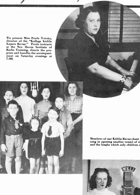 Freda Svirsky, who with her orchestra, was the main entertainment for this event, was associated with New Haven radio station WELI. This brochure dates from somewhere between 1935 and 1943. Other information indicates that she had provided entertainment at other similar events at New Haven's Taft Hotel as early as 1949.