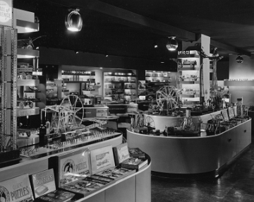 Photo of the wholesale toy division on the third floor. A view in the opposite direction is included in the second Bruce Manson article cited on the New York Hall of Science page.